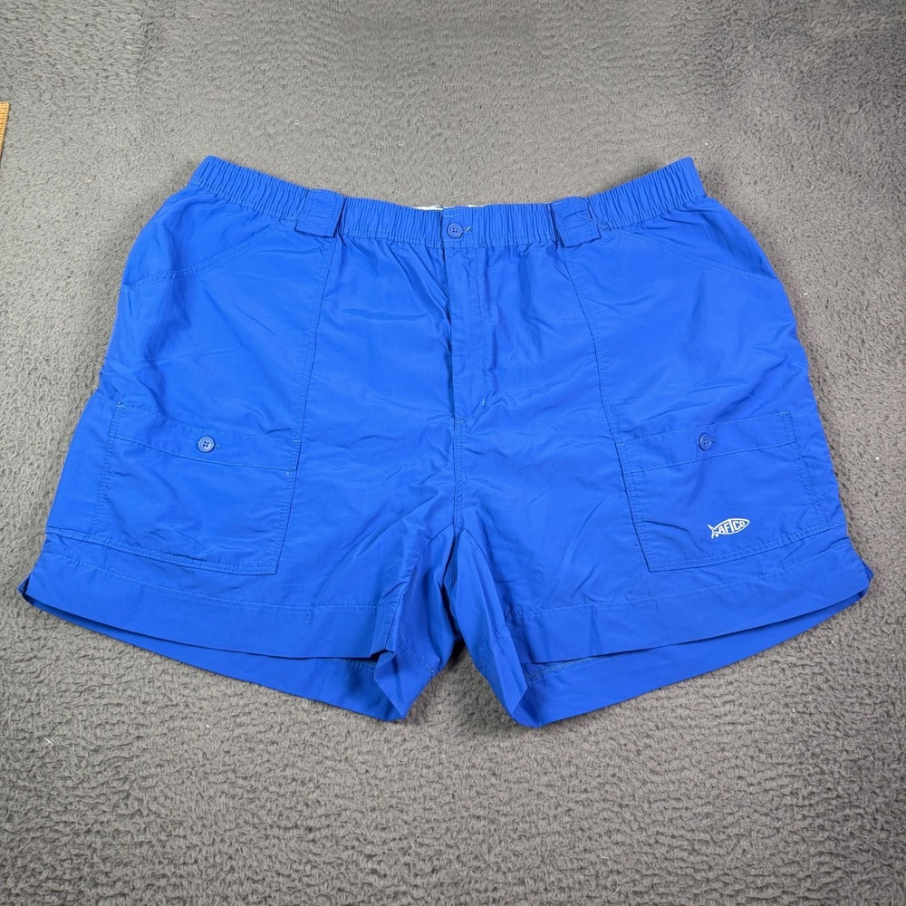 Aftco Bluewater Shorts Mens 46 Blue Cargo Pockets 5.5" Fishing Hybrid Nylon M01